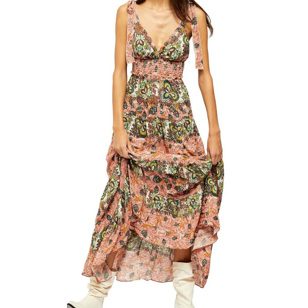 NWT Free People Let's Smock About It Maxi Dress